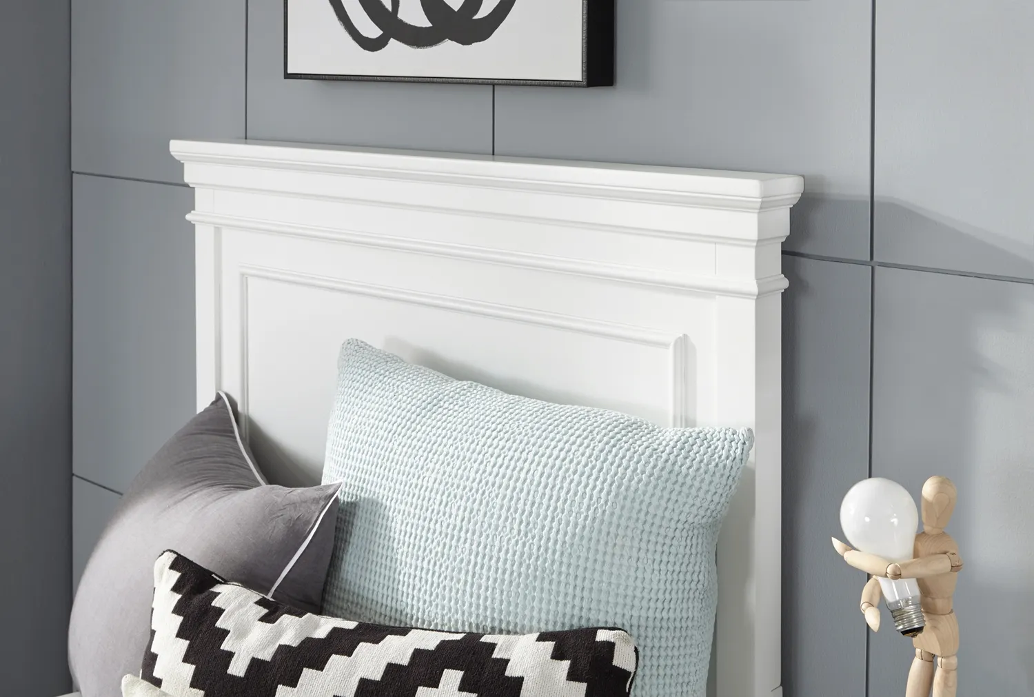 CANTERBURY WHITE PANEL HEADBOARD TWIN WHITE FINISH