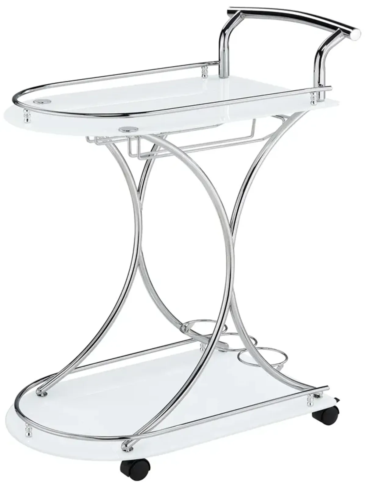 Coaster Elfman 2-Tier Glass Shelf Metal Bar Cart White & Chrome