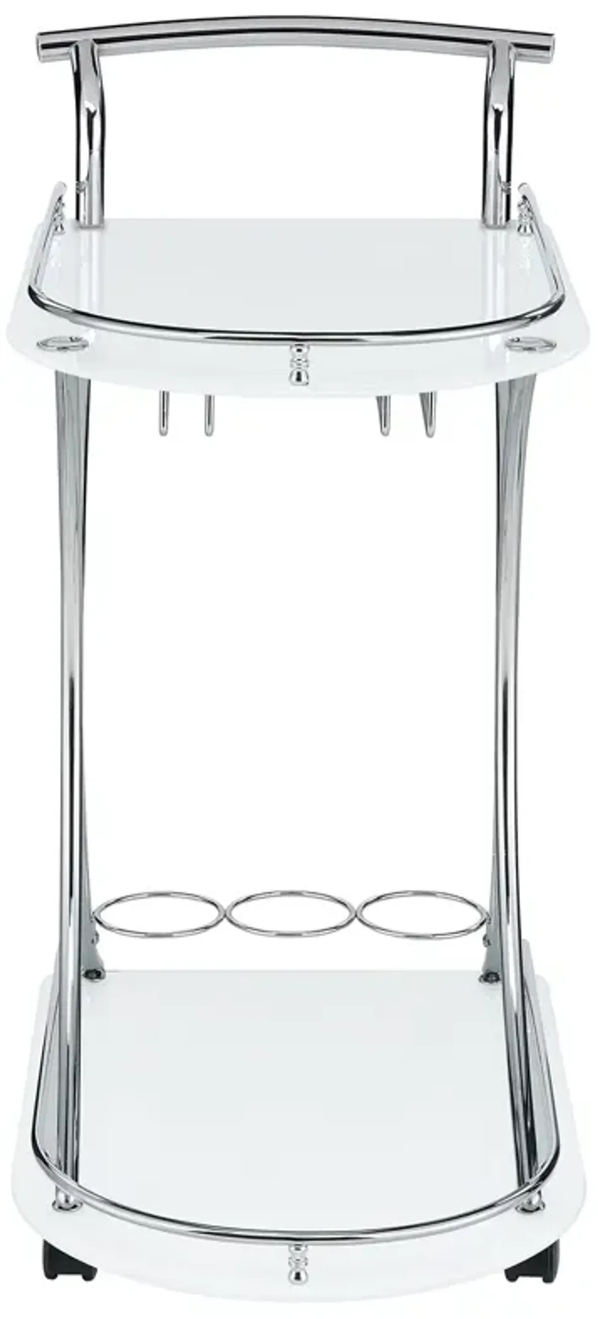 Coaster Elfman 2-Tier Glass Shelf Metal Bar Cart White & Chrome