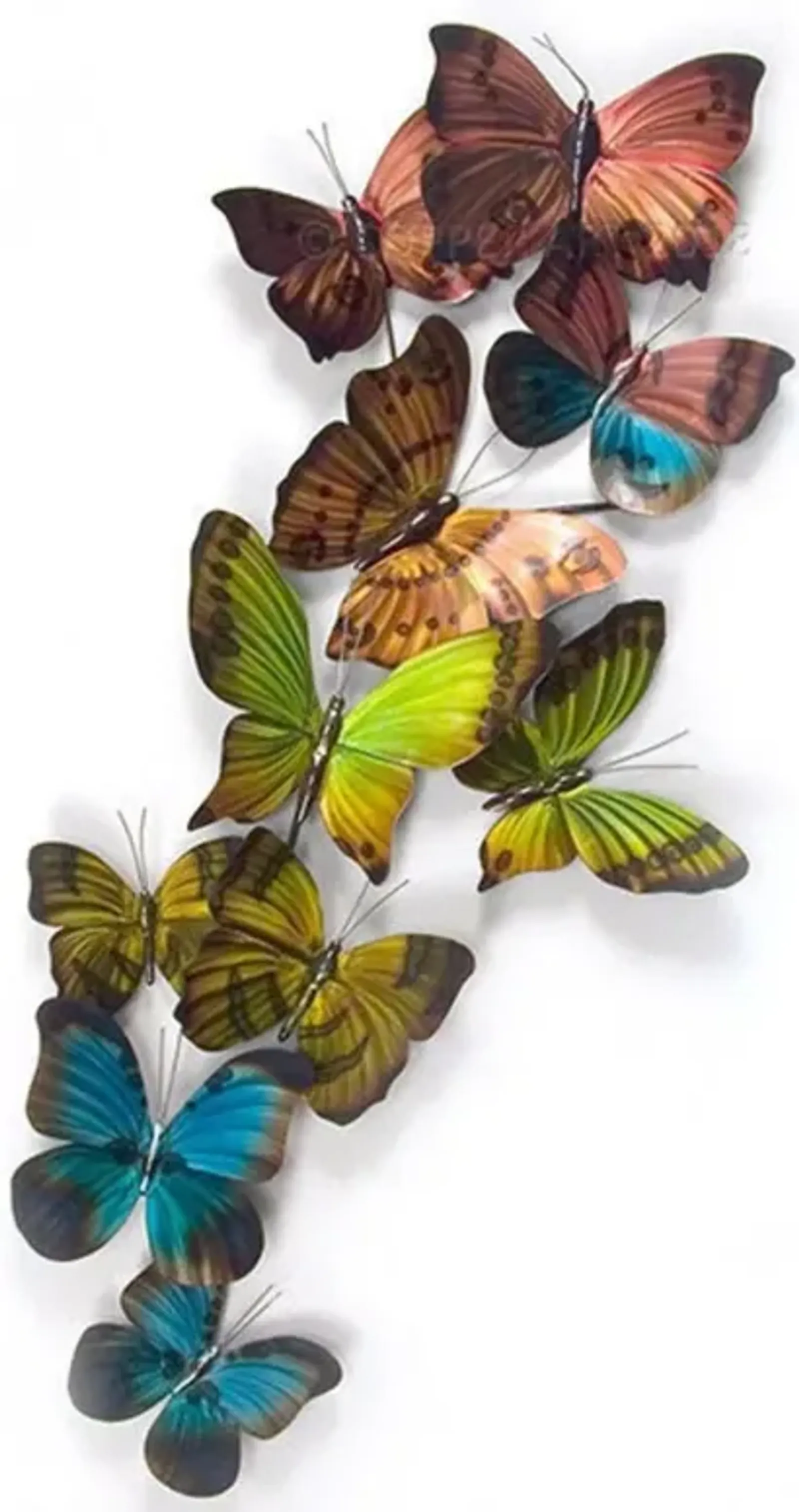 Copper Art Mixed Flight Butterflies Metal Wall Sculpture