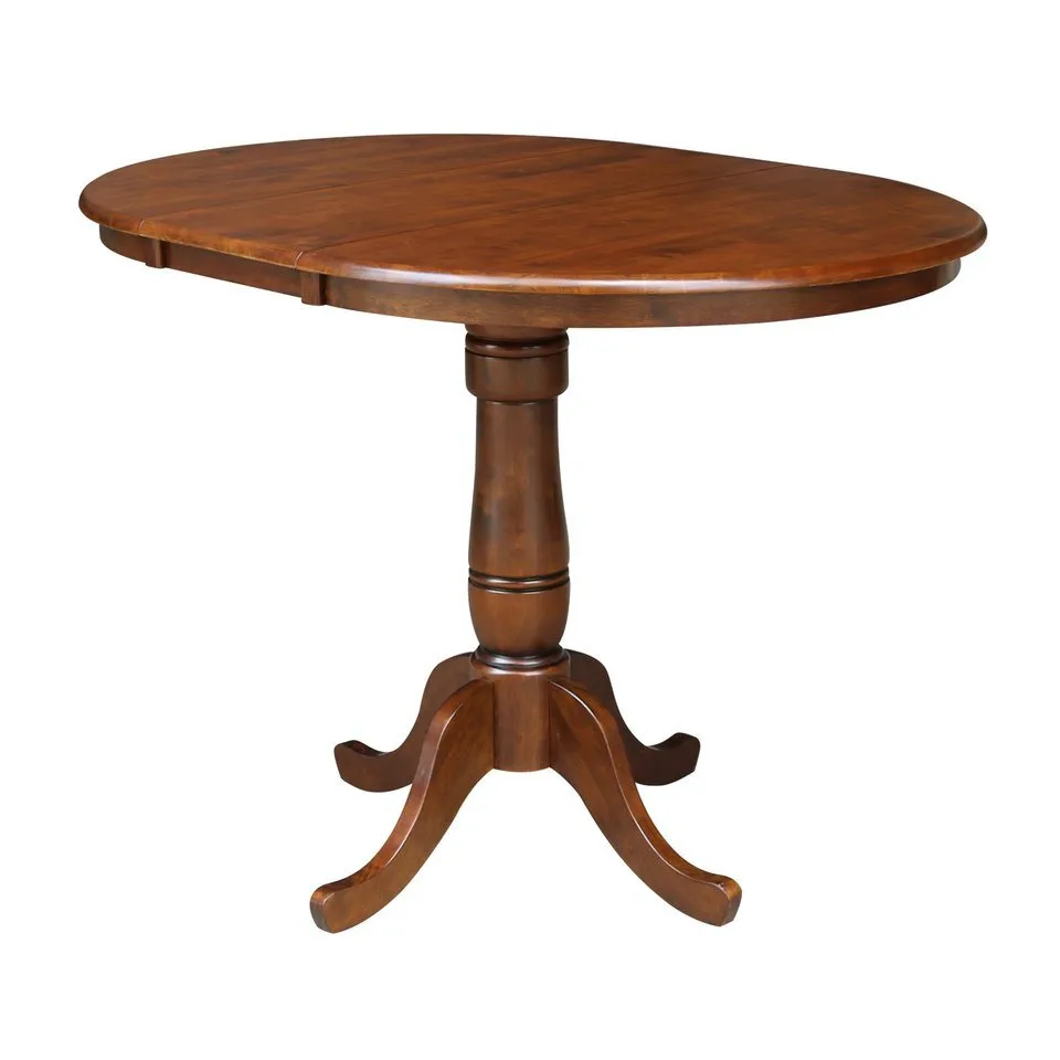 DINING ESSENTIALS 36 INCH EXTENSION TABLE WITH 36 INCH TRADITIONAL PEDESTAL BASE IN ESPRESSO