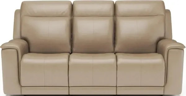 MILLER BEIGE POWER RECLINING LEATHER SOFA WITH POWER HEADRESTS AND LUMBAR