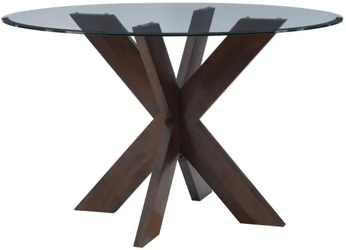 Adler X-Base Dining Table with Glass Espresso