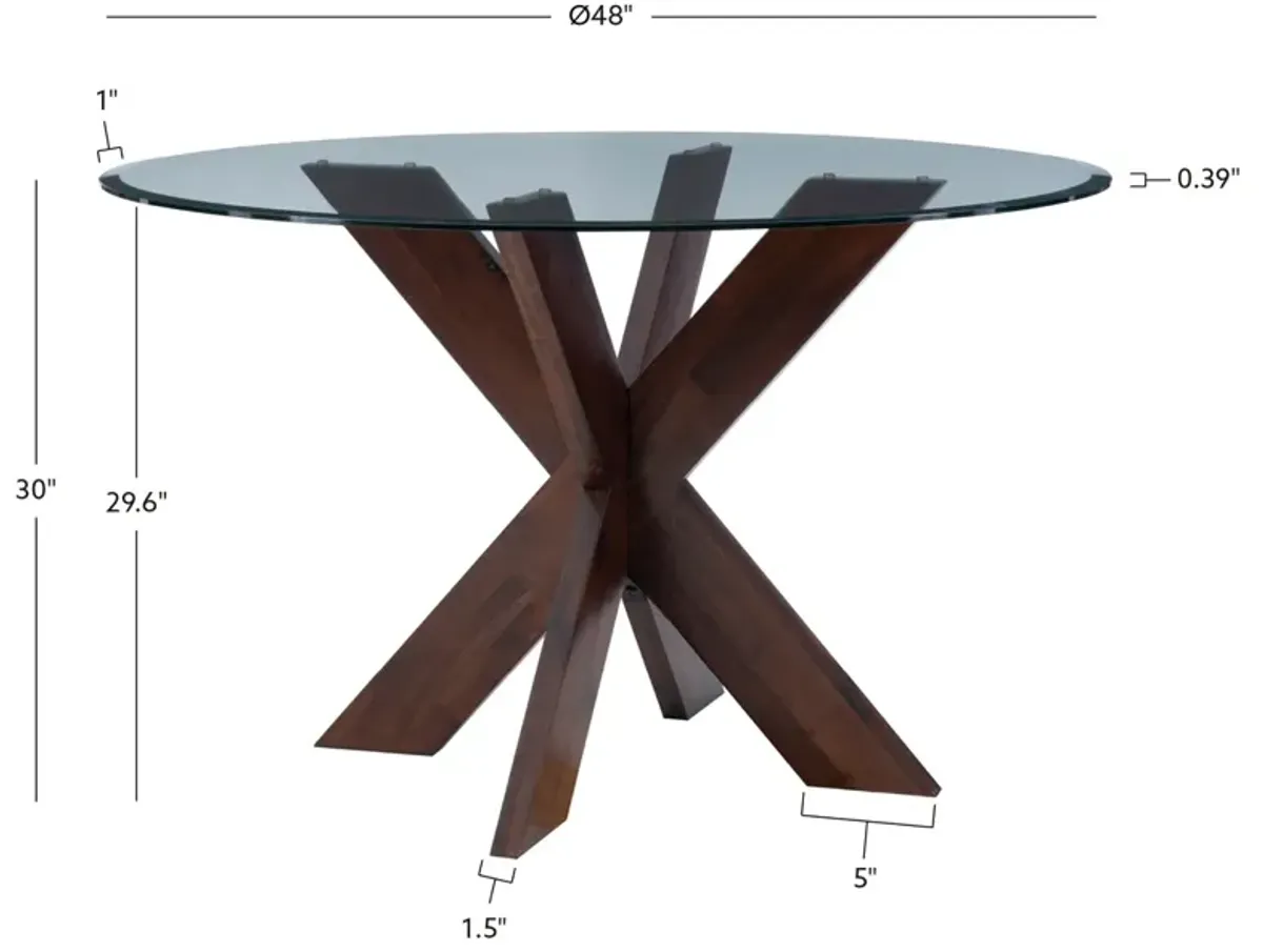 Powell Adler X-Base Dining Table with Glass Espresso