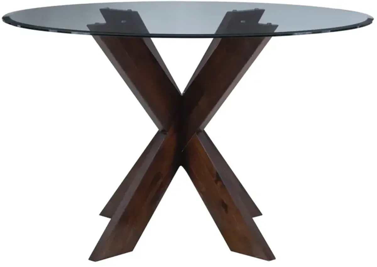 Adler X-Base Dining Table with Glass Espresso