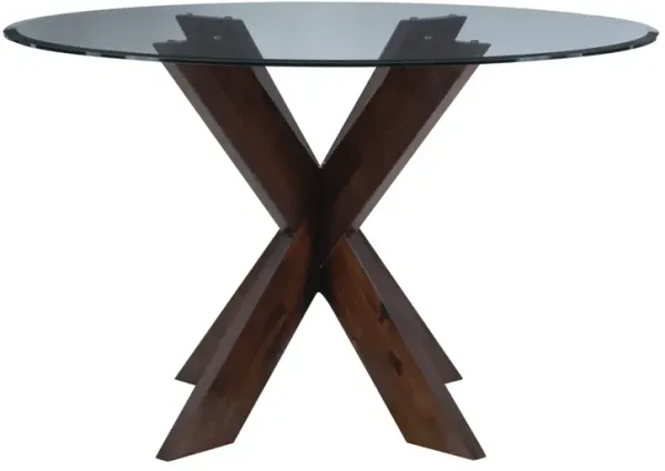 Powell Adler X-Base Dining Table with Glass Espresso