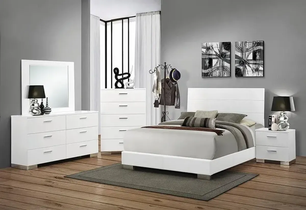 Coaster Felicity Wood California King Panel Bed White High Gloss