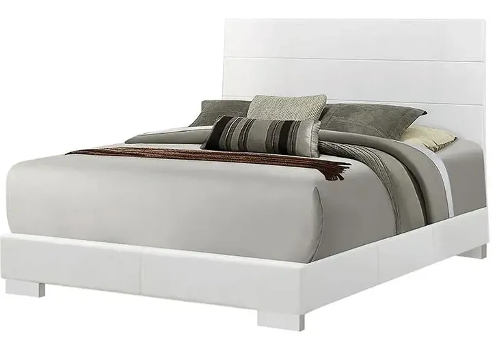 Coaster Felicity Wood California King Panel Bed White High Gloss