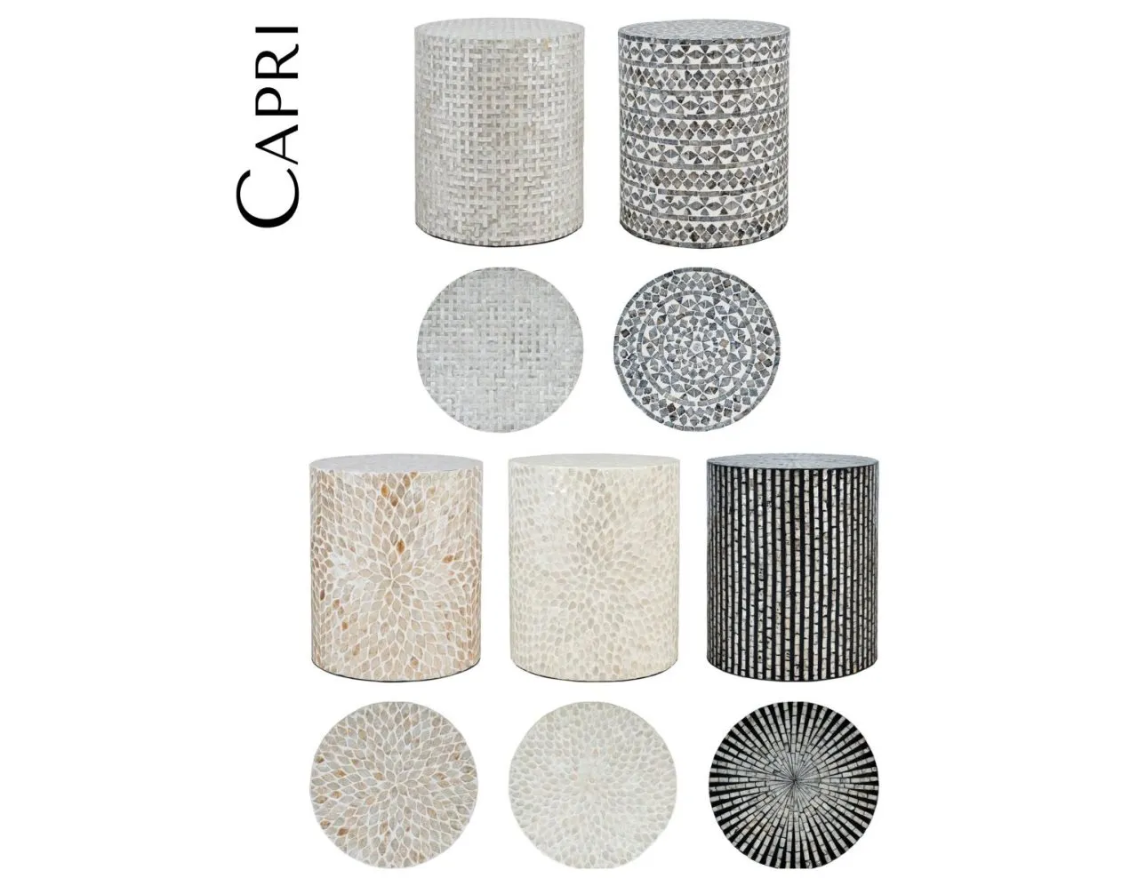 CAPRI SMALL ACCENT TABLE - GREY TRIBAL