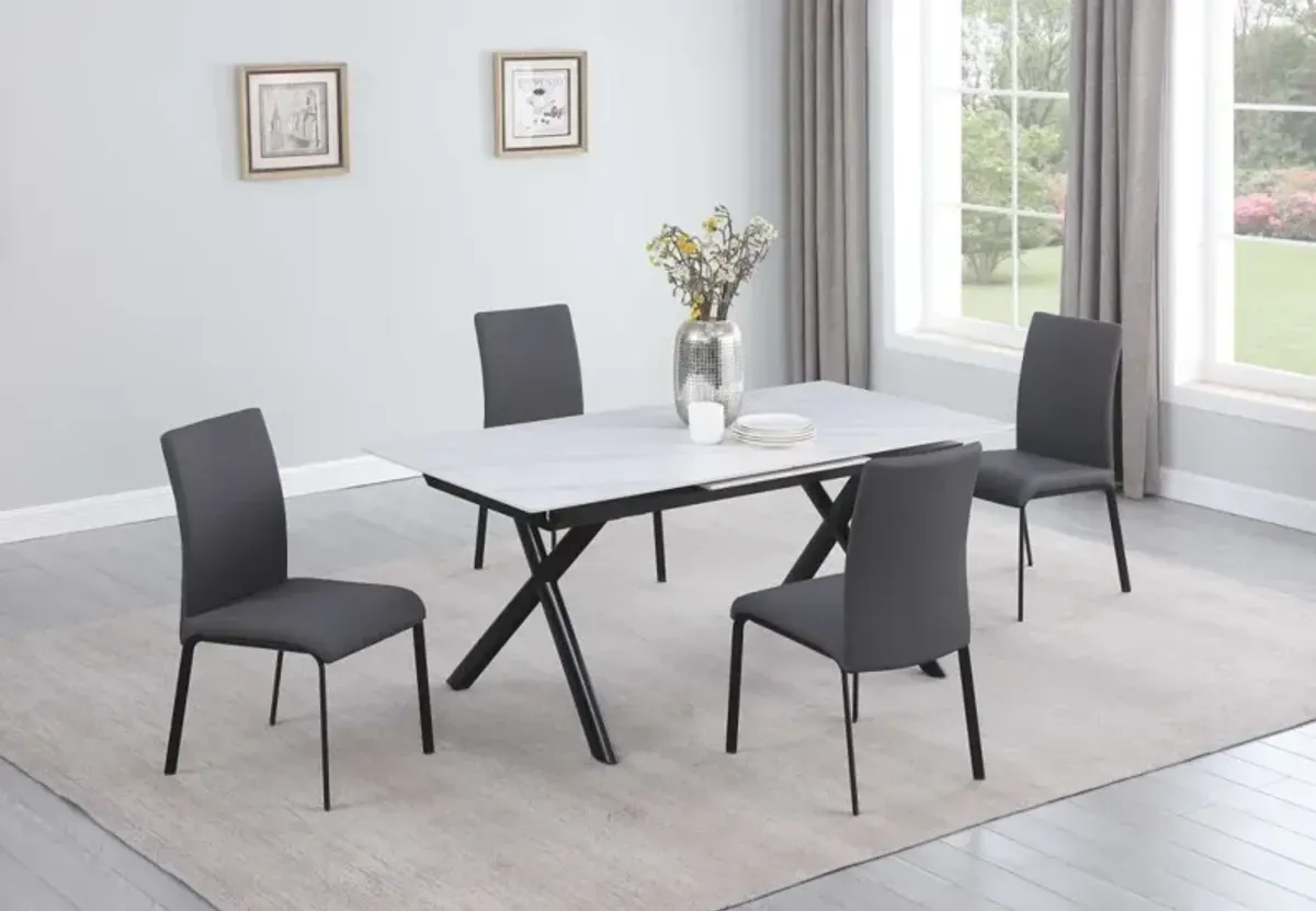 5-Piece Karol Dining Set with Extendable Sintered Stone Top Table & 4 Chairs