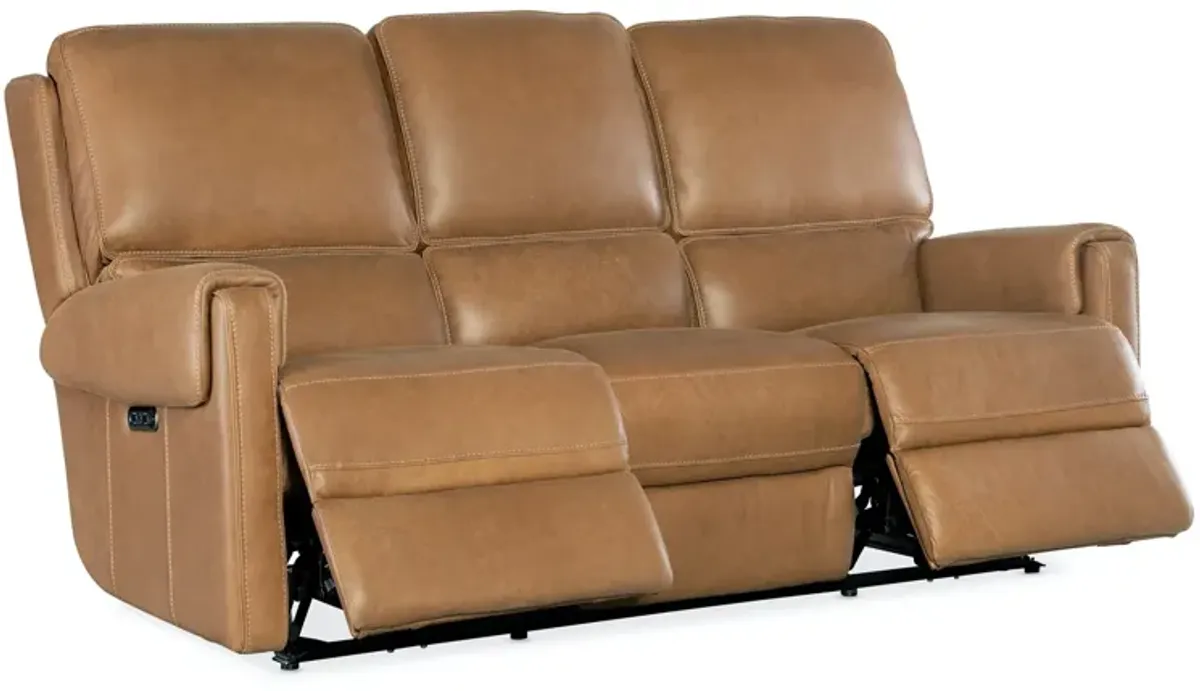 Hooker Furniture Somers Denver Coffee Leather Power Sofa with Power Headrest