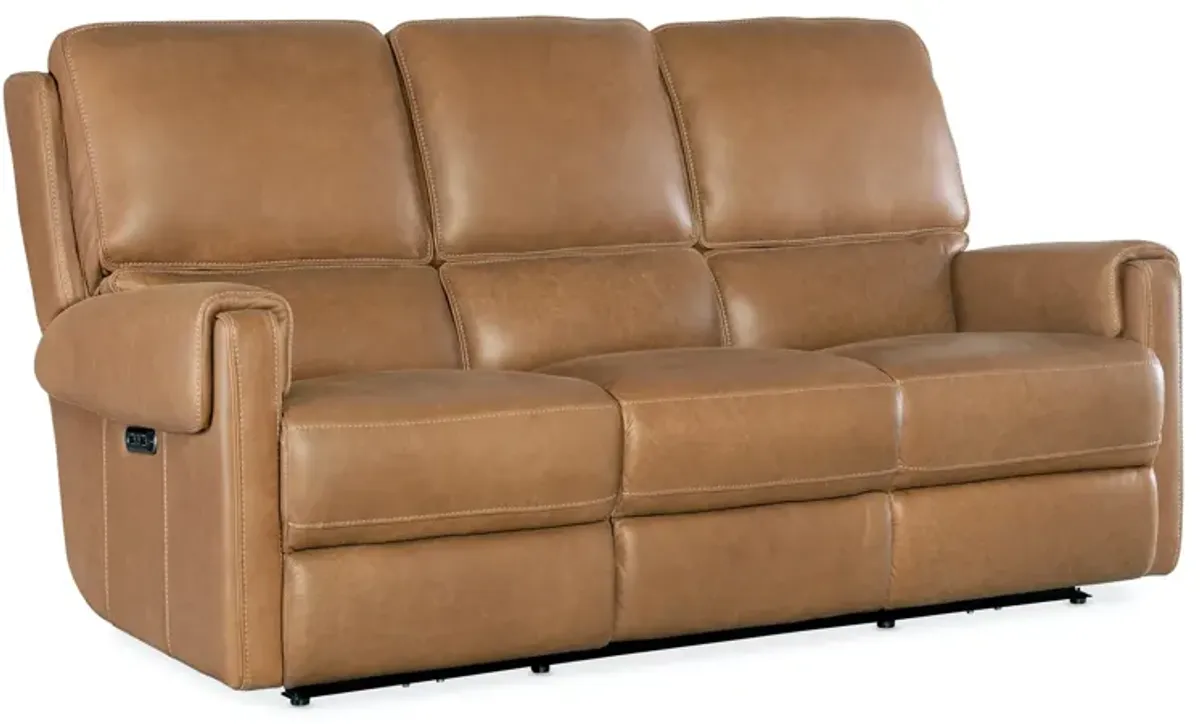 Hooker Furniture Somers Denver Coffee Leather Power Sofa with Power Headrest