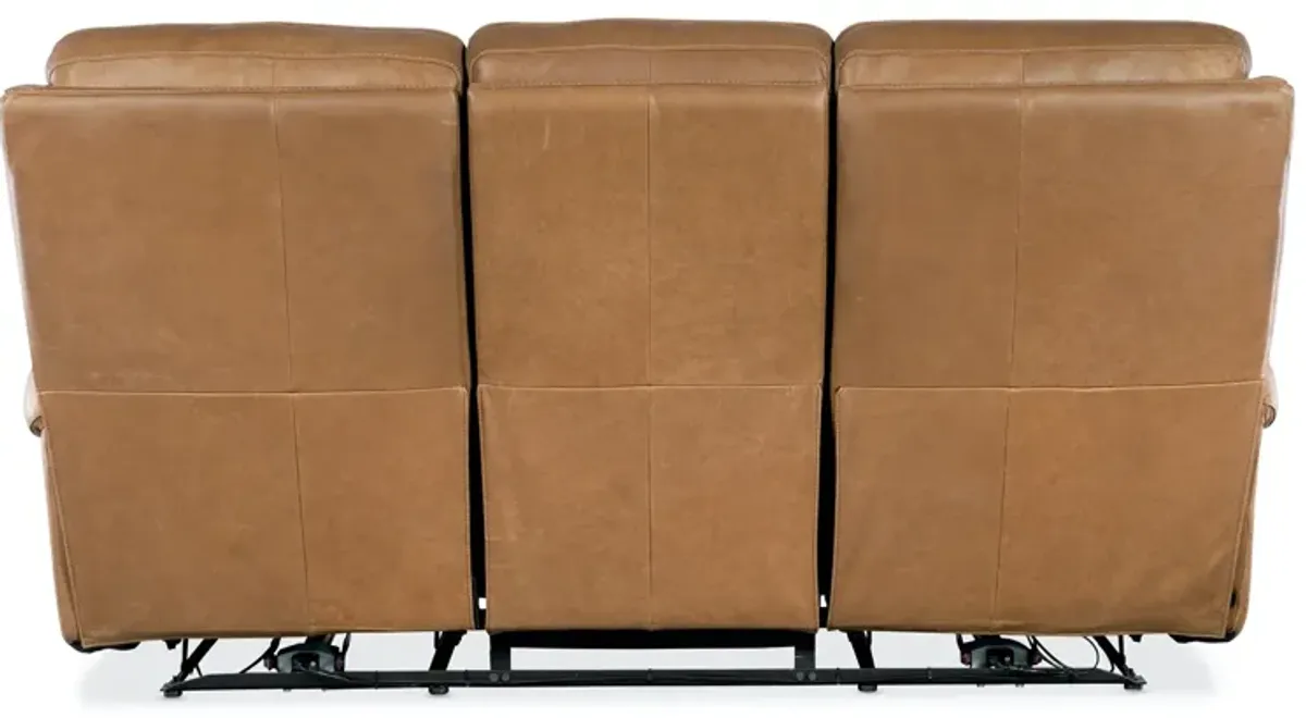 Hooker Furniture Somers Denver Coffee Leather Power Sofa with Power Headrest