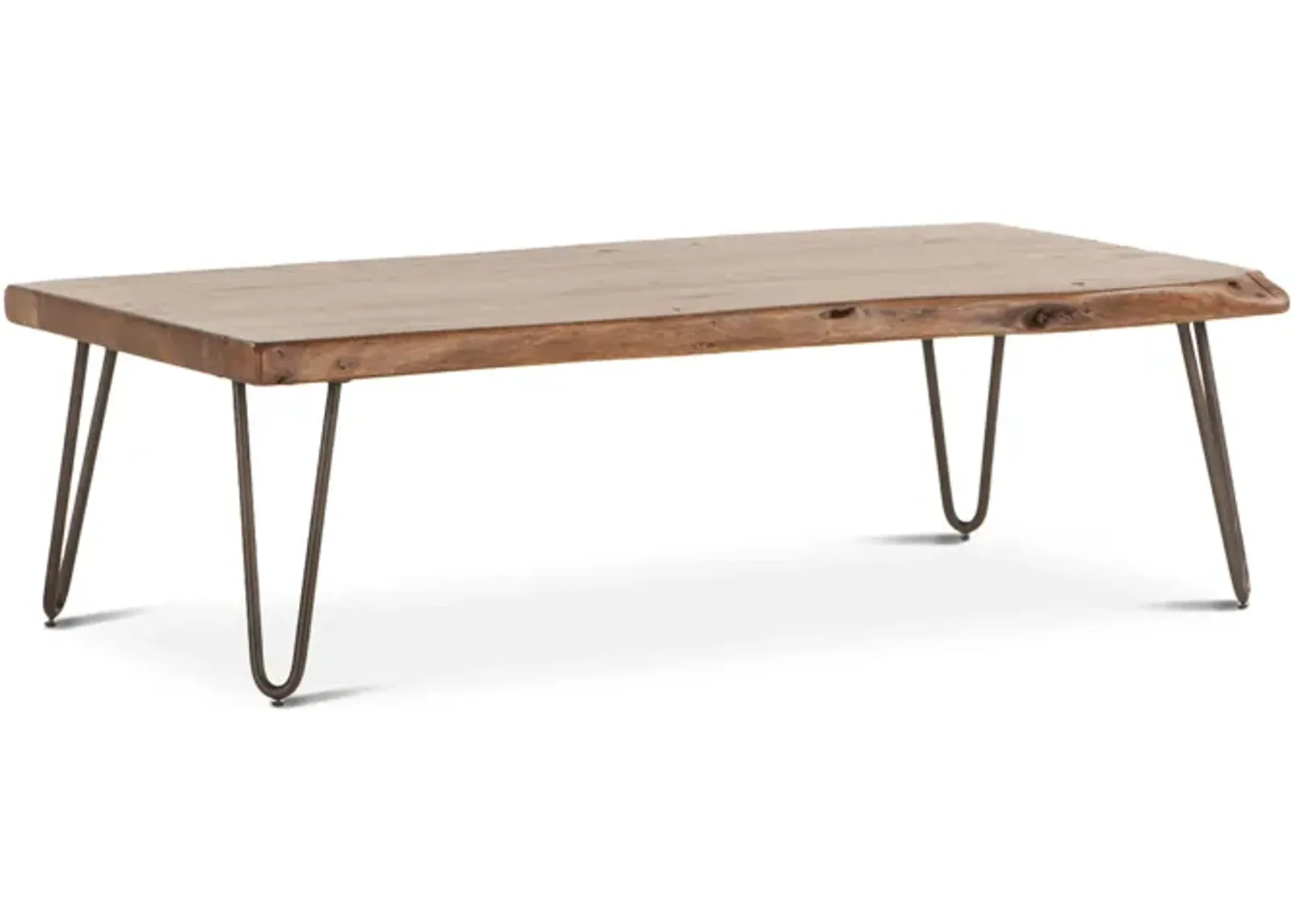 Home Trends Design Vail Acacia Wood Live Edge Coffee Table in Walnut Finish