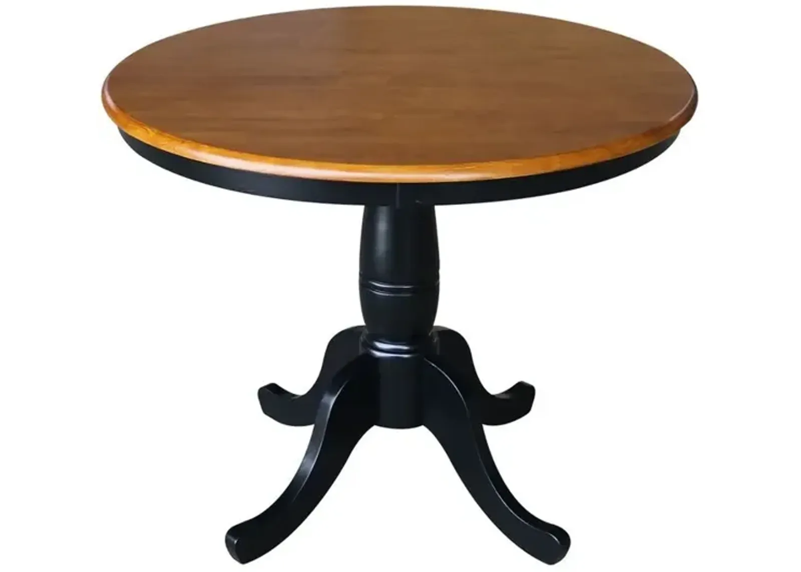 John Thomas Dining Essentials 36 Inch Round Table Top with 30 Inch Traditional Pedestal Base in Cherry/Black