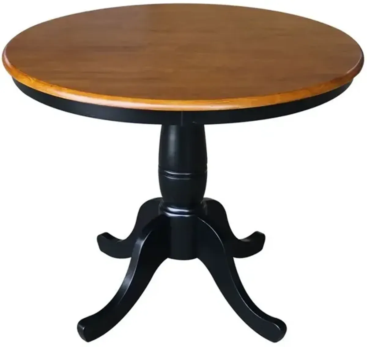 John Thomas Dining Essentials 36 Inch Round Table Top with 30 Inch Traditional Pedestal Base in Cherry/Black