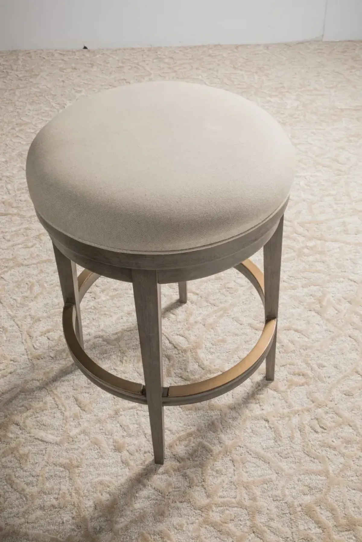 Artistica Home by Lexington Cohesion Program Cecile 30.75 Inch Backless Swivel Wood Bar Stool Dark Brown/Beige