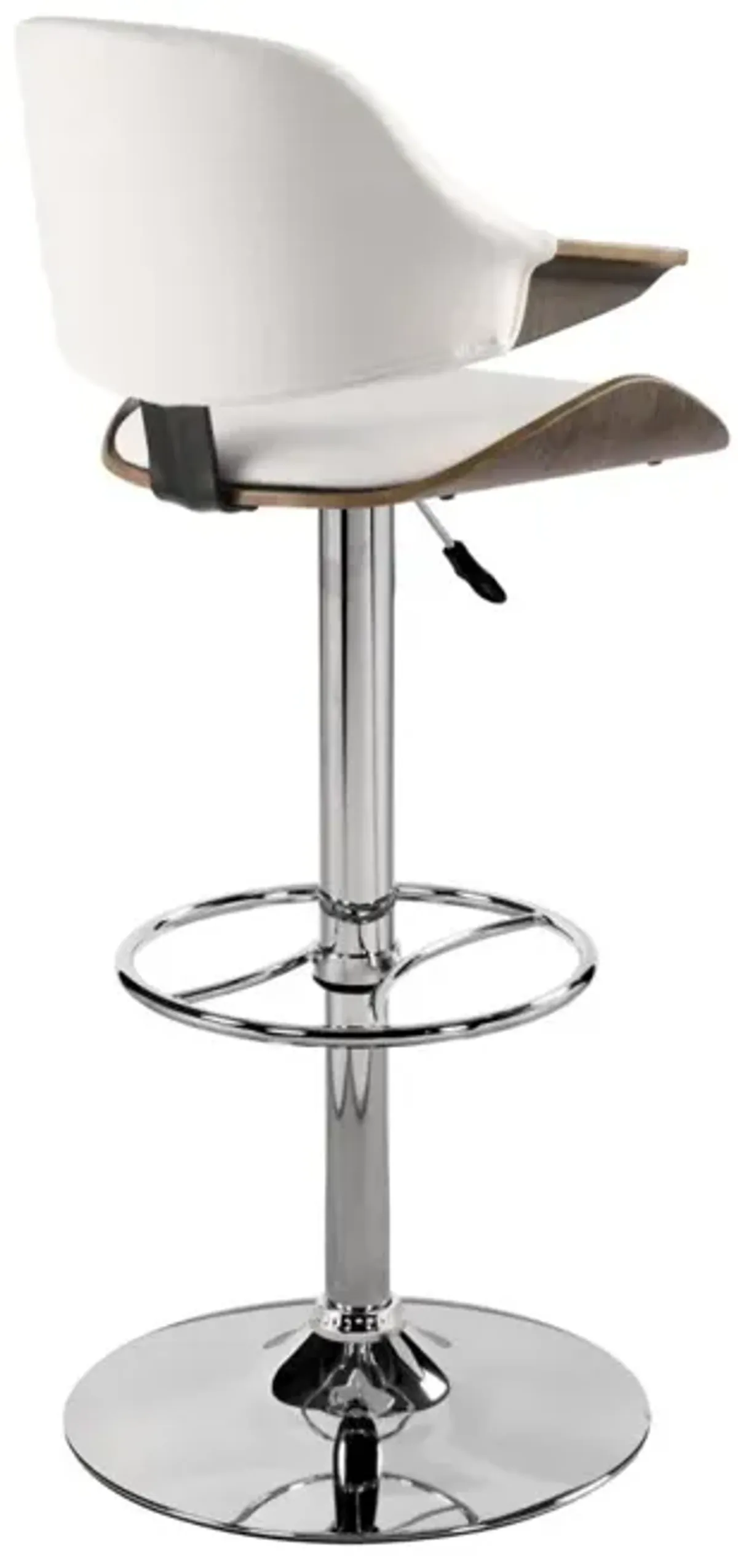 Chintaly White Curved Back Pneumatic-Adjustable Stool