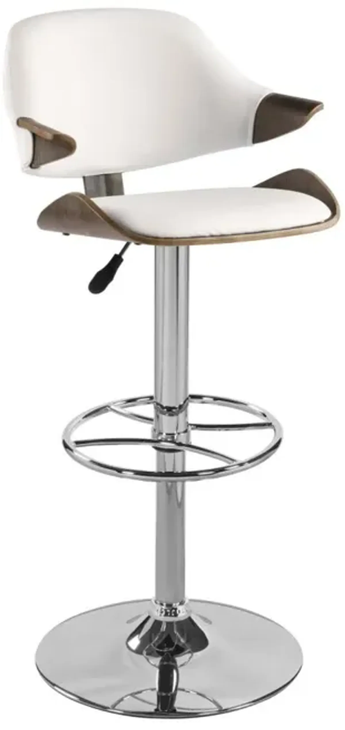 Chintaly White Curved Back Pneumatic-Adjustable Stool