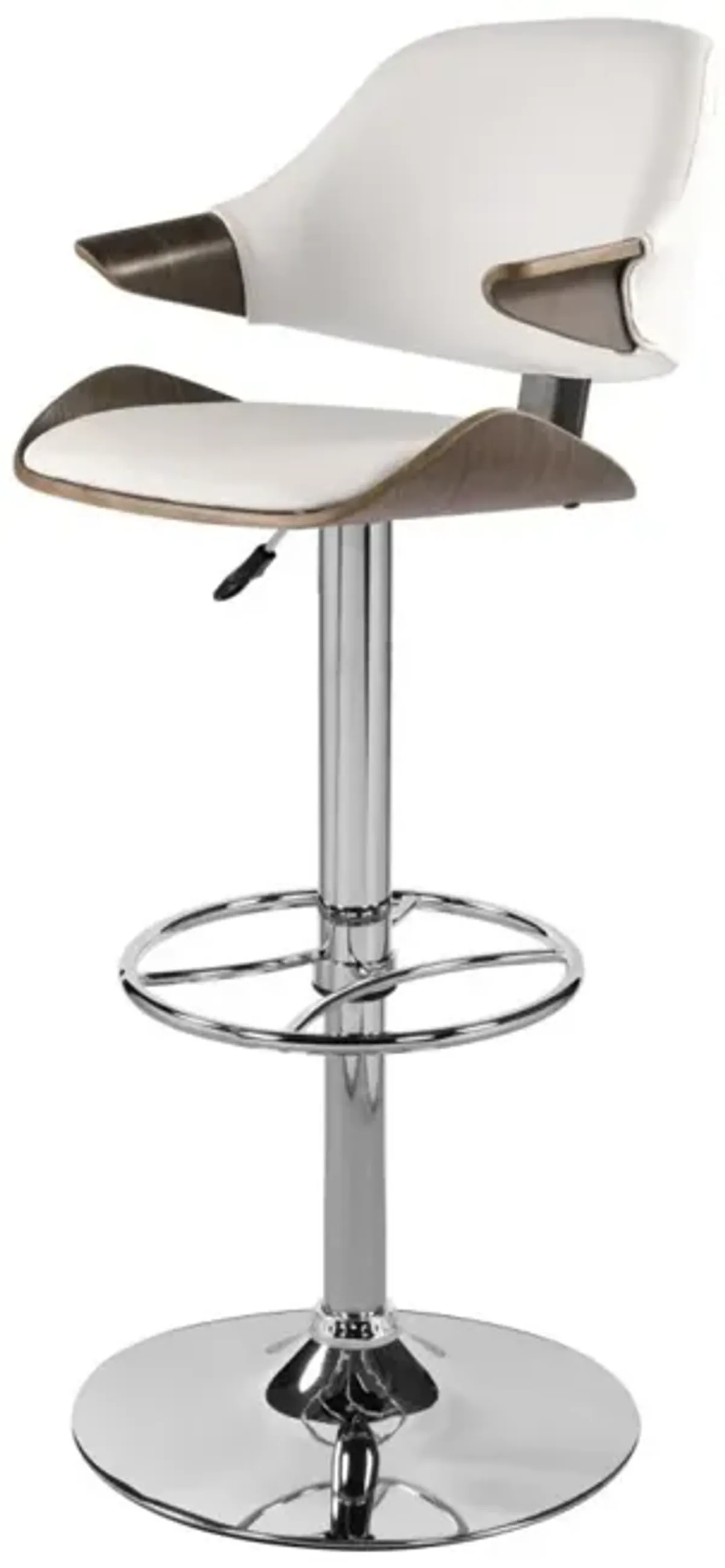 Chintaly White Curved Back Pneumatic-Adjustable Stool