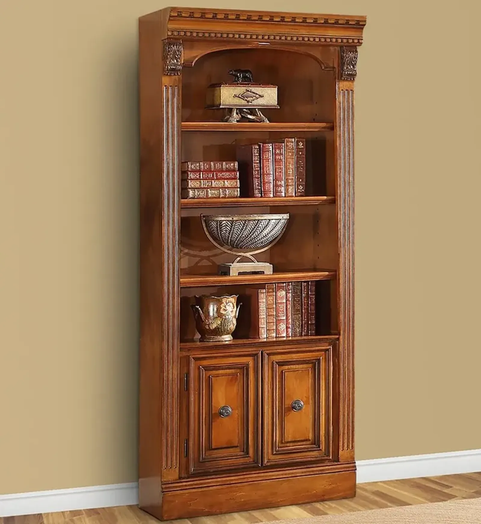 Parker House Huntington Antique Vintage Pecan 32 Inch Open Top Bookcase