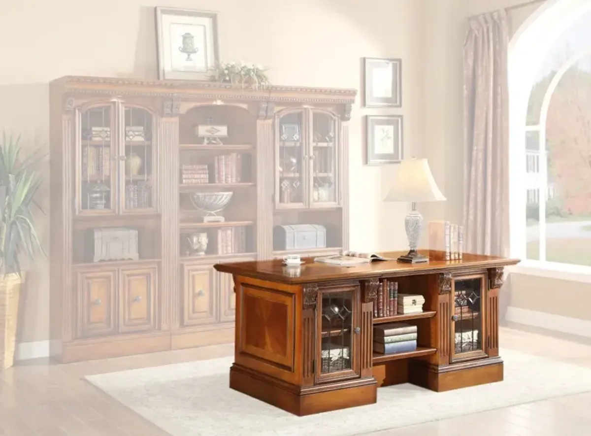 Parker House Huntington Collection Double Pedestal Executive Desk in Antique Vintage Pecan Color