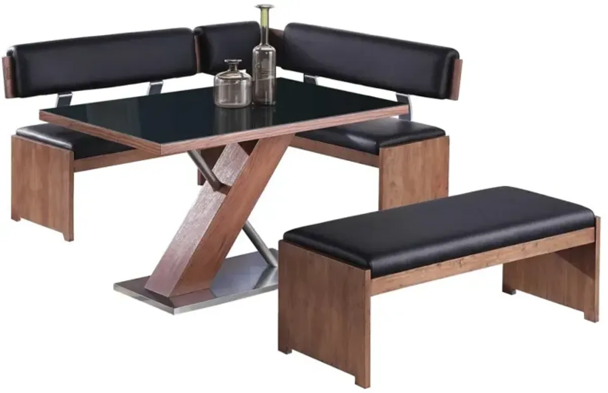 Chintaly Emma Modern All-Wood Dining Set with Table Nook & Bench