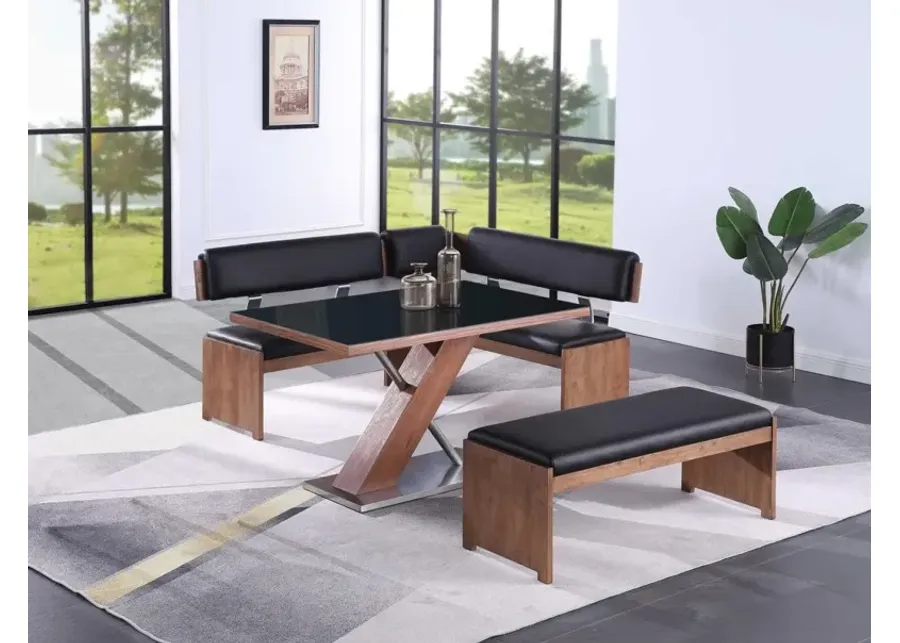 EMMA MODERN ALL-WOOD DINING SET WITH TABLE, NOOK & BENCH