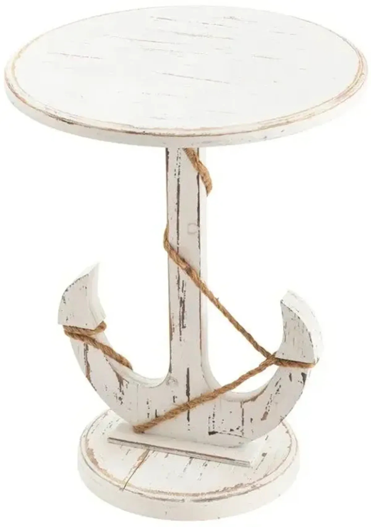 Crestview Harbor Round Anchor Table Distressed White