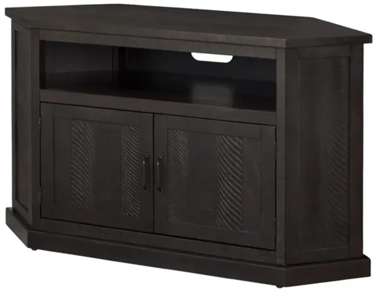 Martin Svensson Rustic Corner TV Stand in Espresso