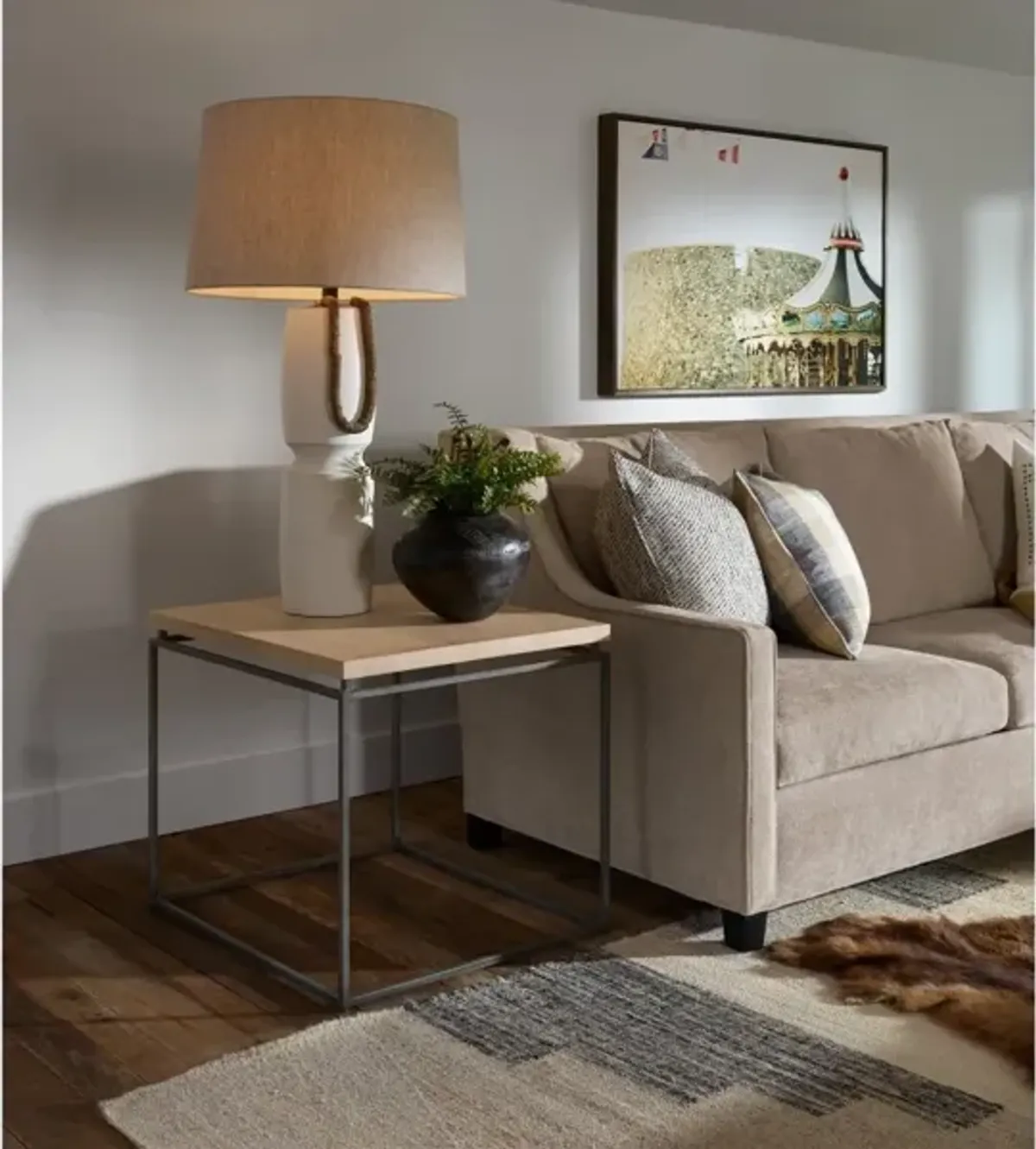 Universal Modern Farmhouse Light Brown/Pepper End Table