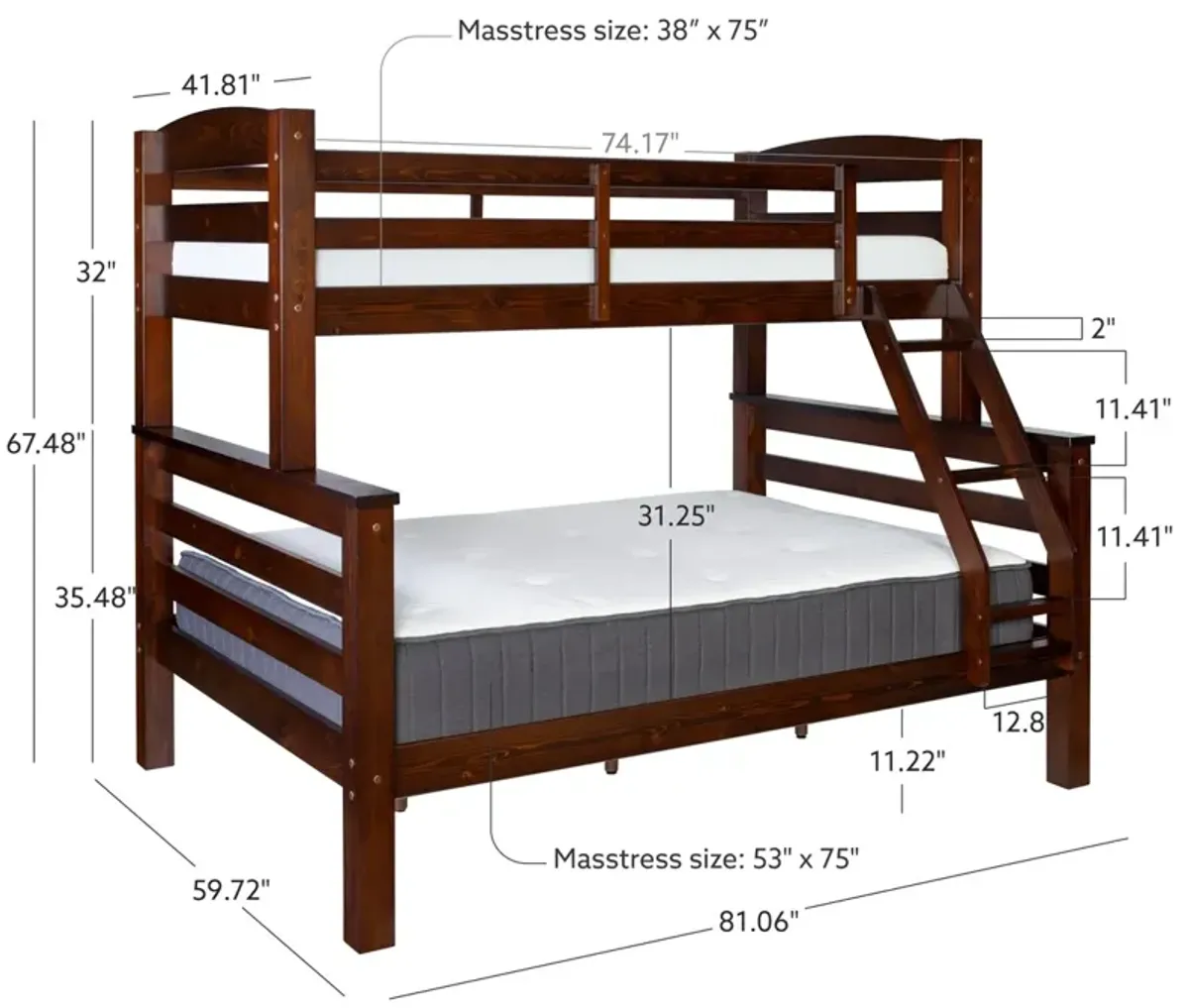 Powell Kids/Teens Levi Espresso Twin Full Bunk Bed