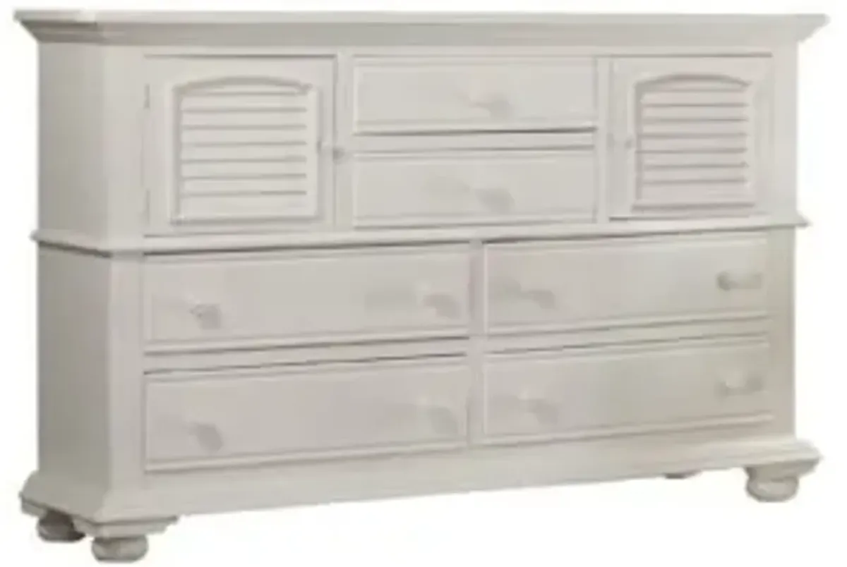 American Woodcrafters Cottage Traditions High Dresser in Clean White Cottage Finish