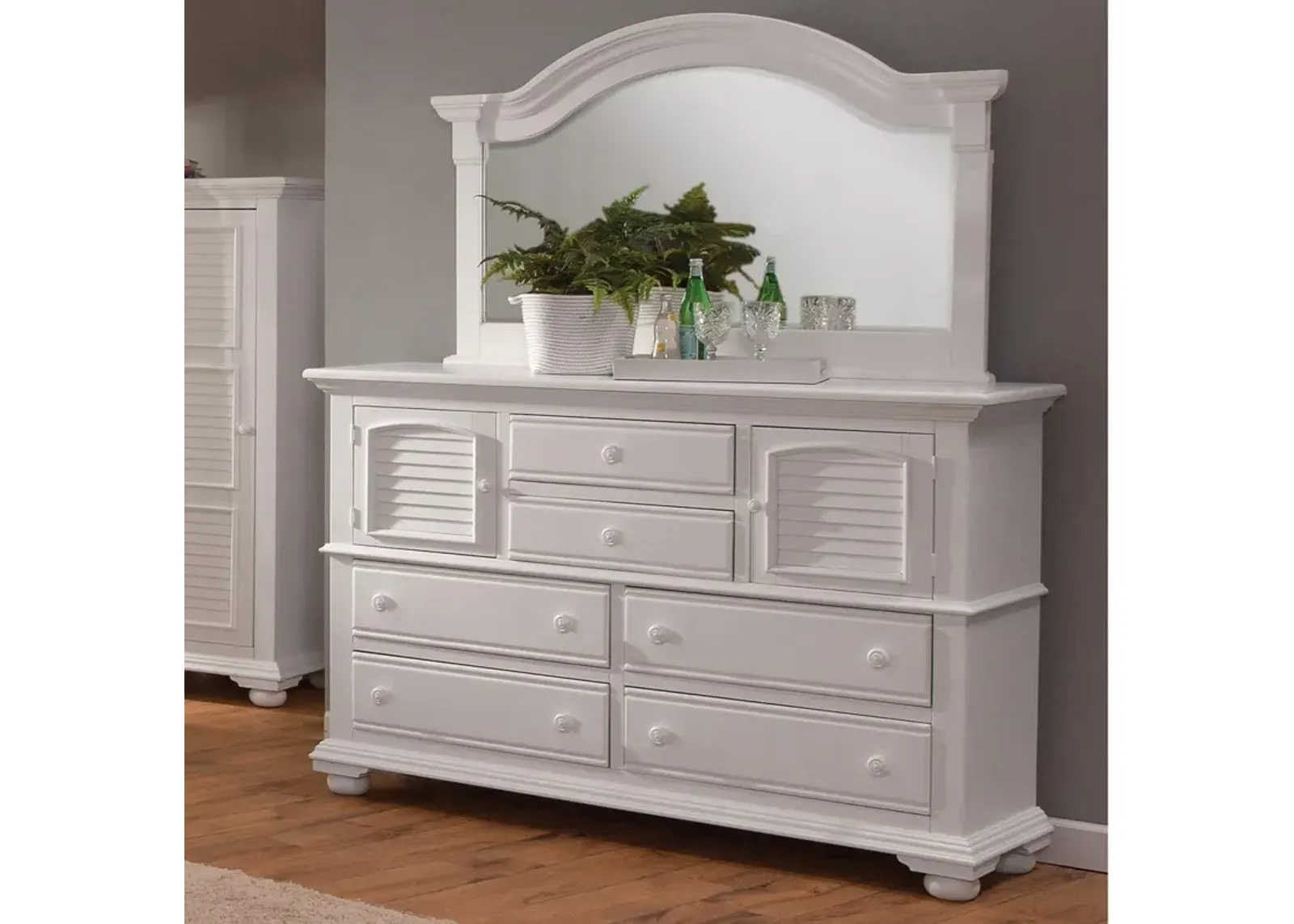 American Woodcrafters Cottage Traditions High Dresser in Clean White Cottage Finish