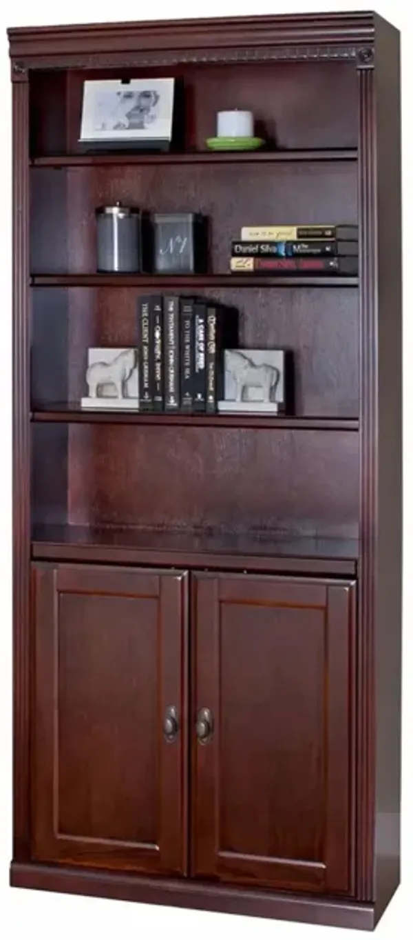 Martin Furniture Stately Study Traditional Wood Bookcase with Lower Cupboard Storage