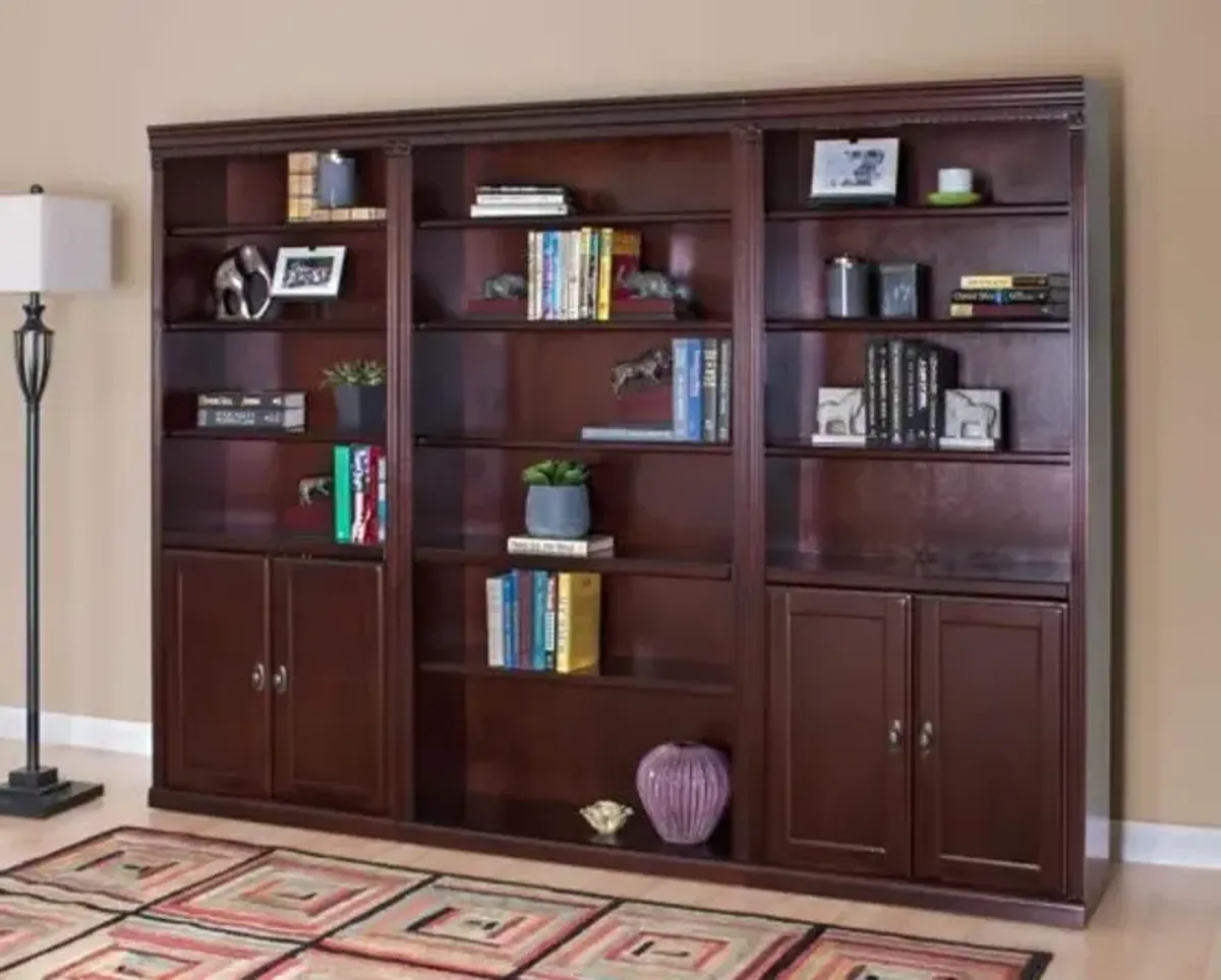 Martin Furniture Stately Study Traditional Wood Bookcase with Lower Cupboard Storage