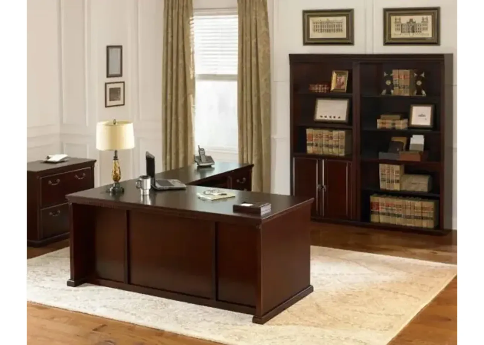 Martin Furniture Stately Study Traditional Wood Bookcase with Lower Cupboard Storage