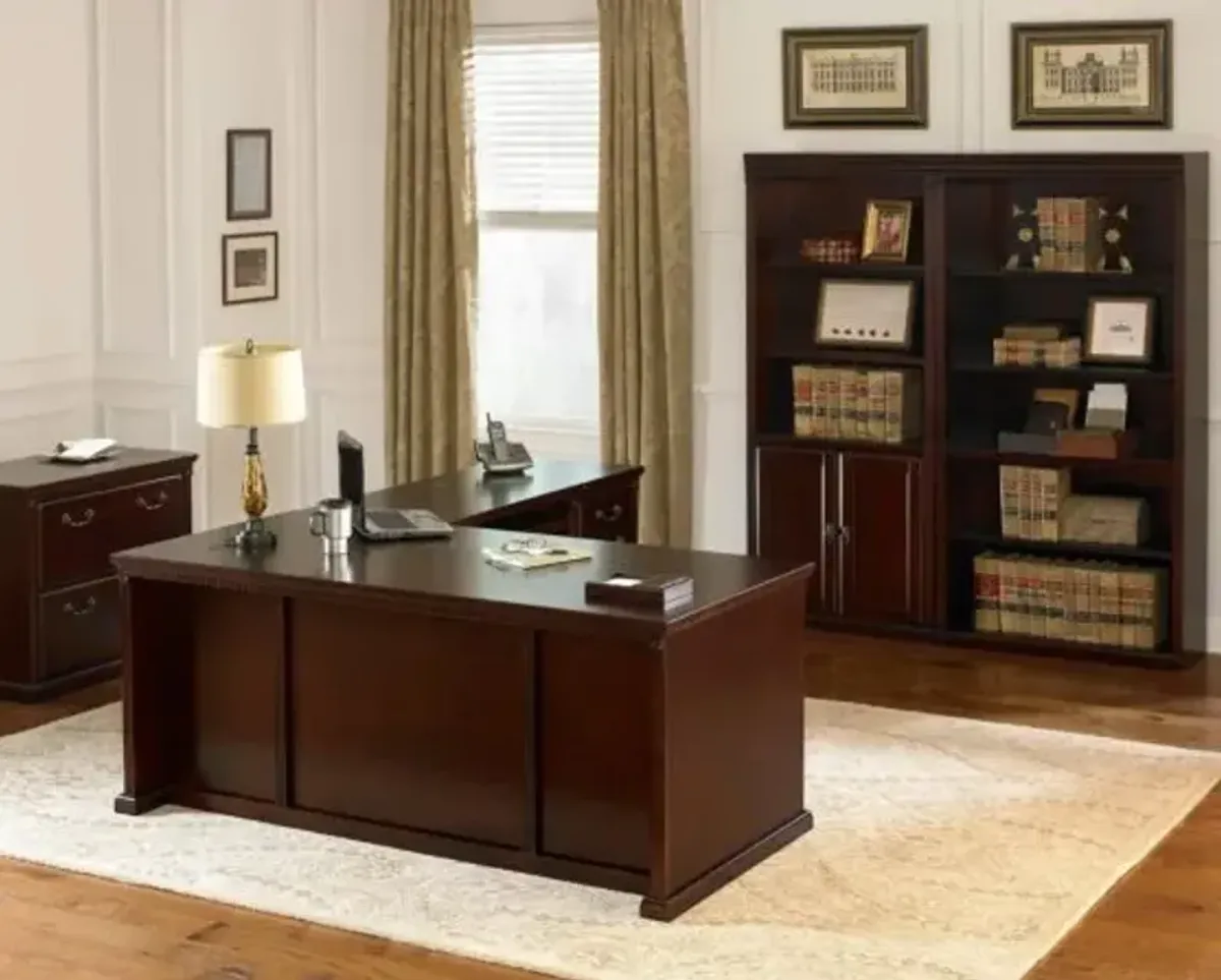 Martin Furniture Stately Study Traditional Wood Bookcase with Lower Cupboard Storage