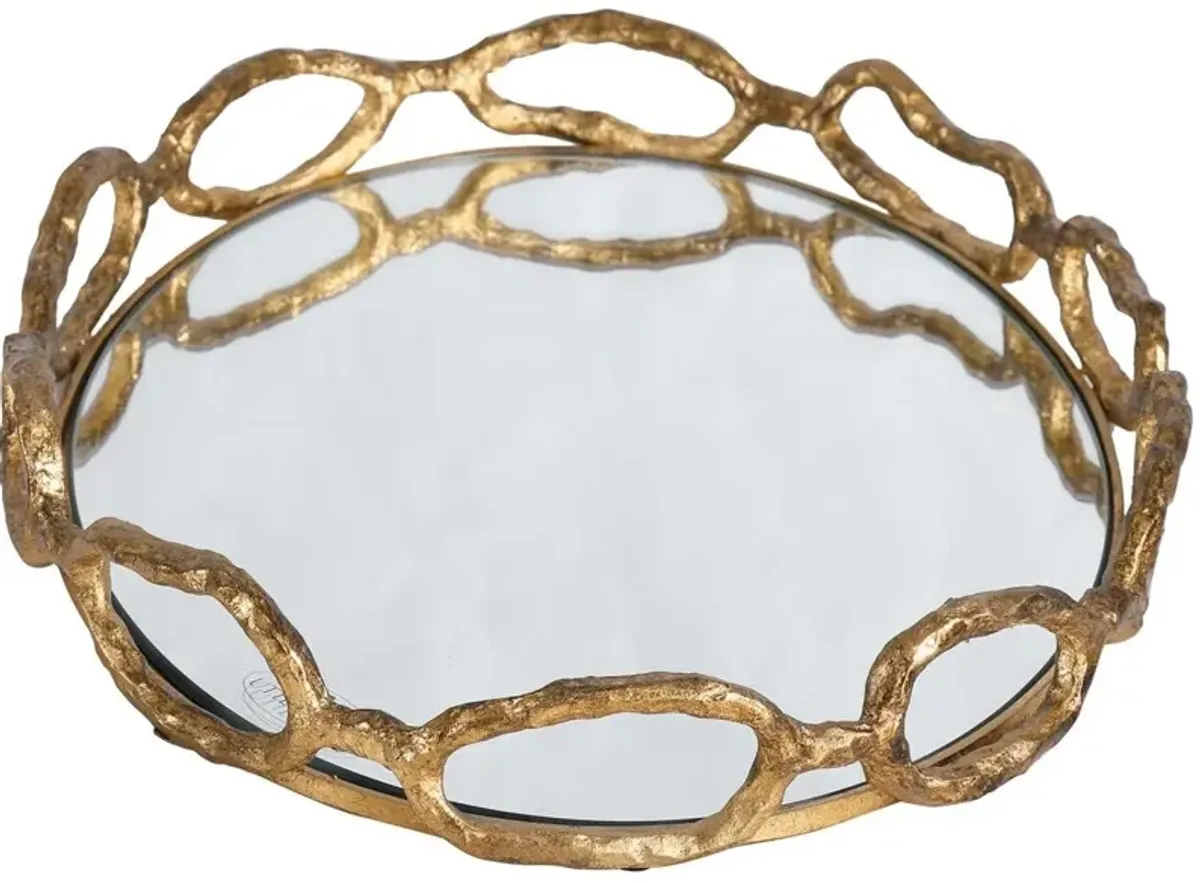 Uttermost Cable Gold Leaf Chain Mirrored Tray