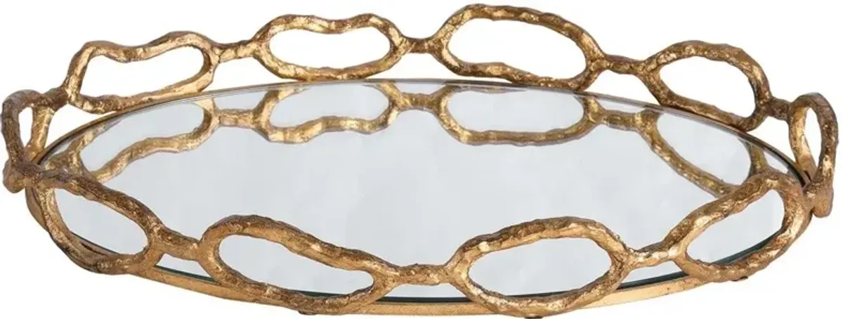 Uttermost Cable Gold Leaf Chain Mirrored Tray