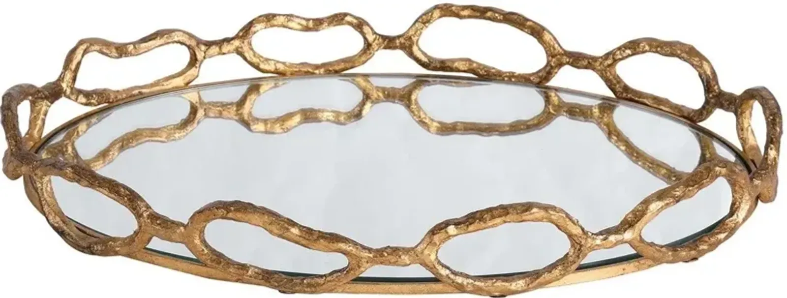 Uttermost Cable Gold Leaf Chain Mirrored Tray