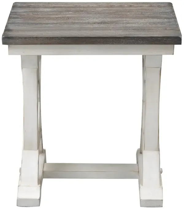 LANDINGS ACCENT SIDE END TABLE WITH PLANK STYLE TOP AND TRESTLE BASE
