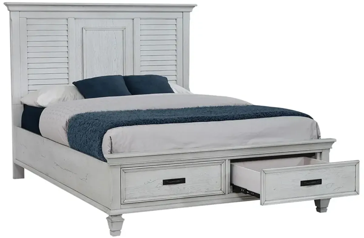 Coaster Franco Wood Queen Storage Panel Bed Distressed White