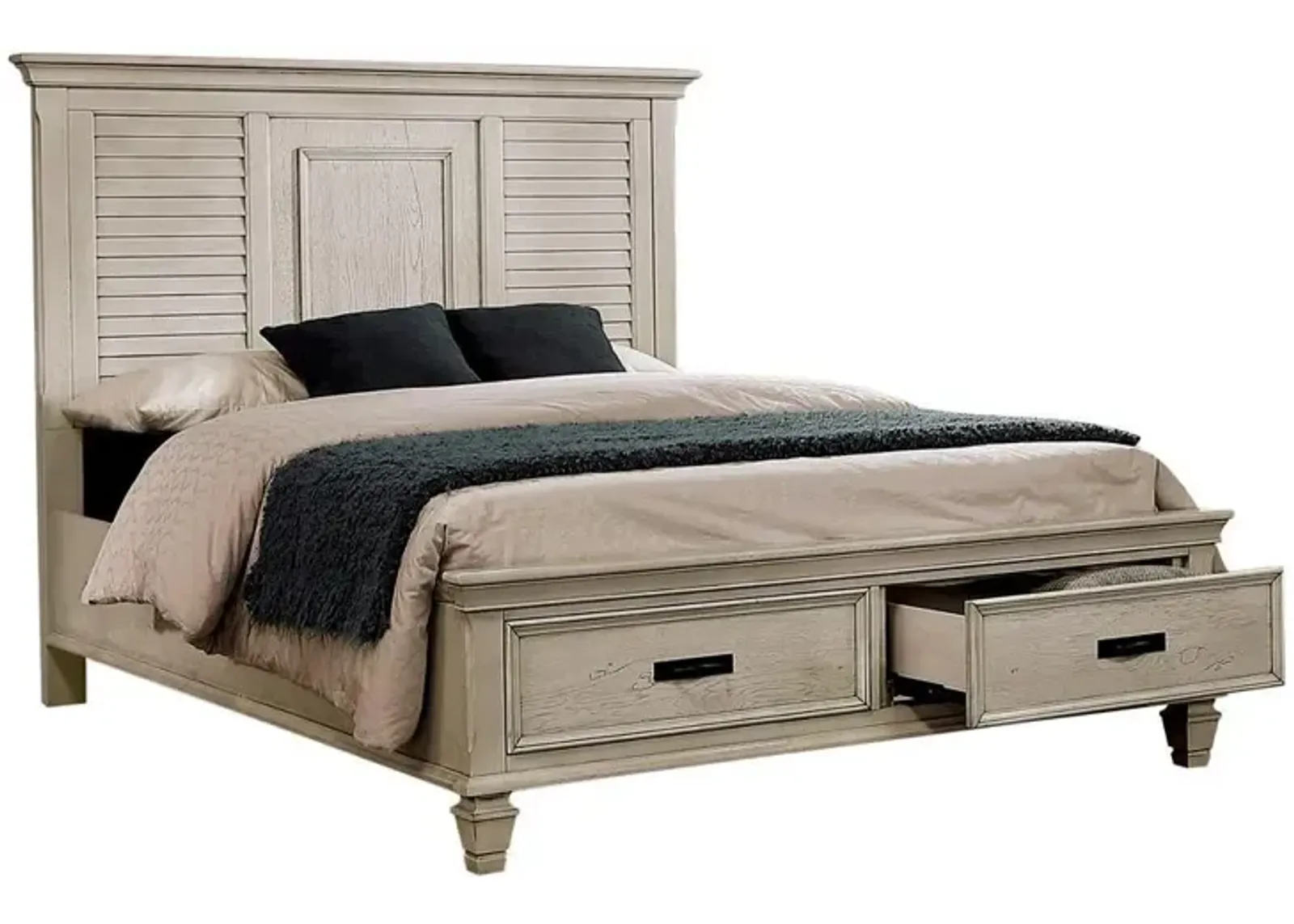 Coaster Franco Wood Queen Storage Panel Bed Distressed White