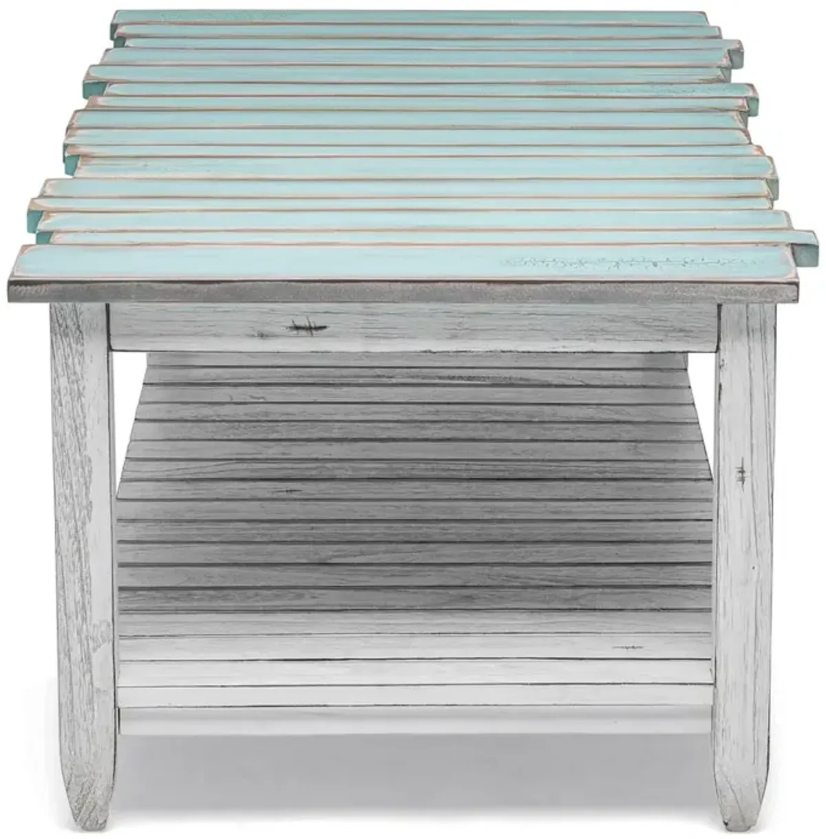 Seawinds Picket Fence Coffee Table Distressed Bleu/White Finish