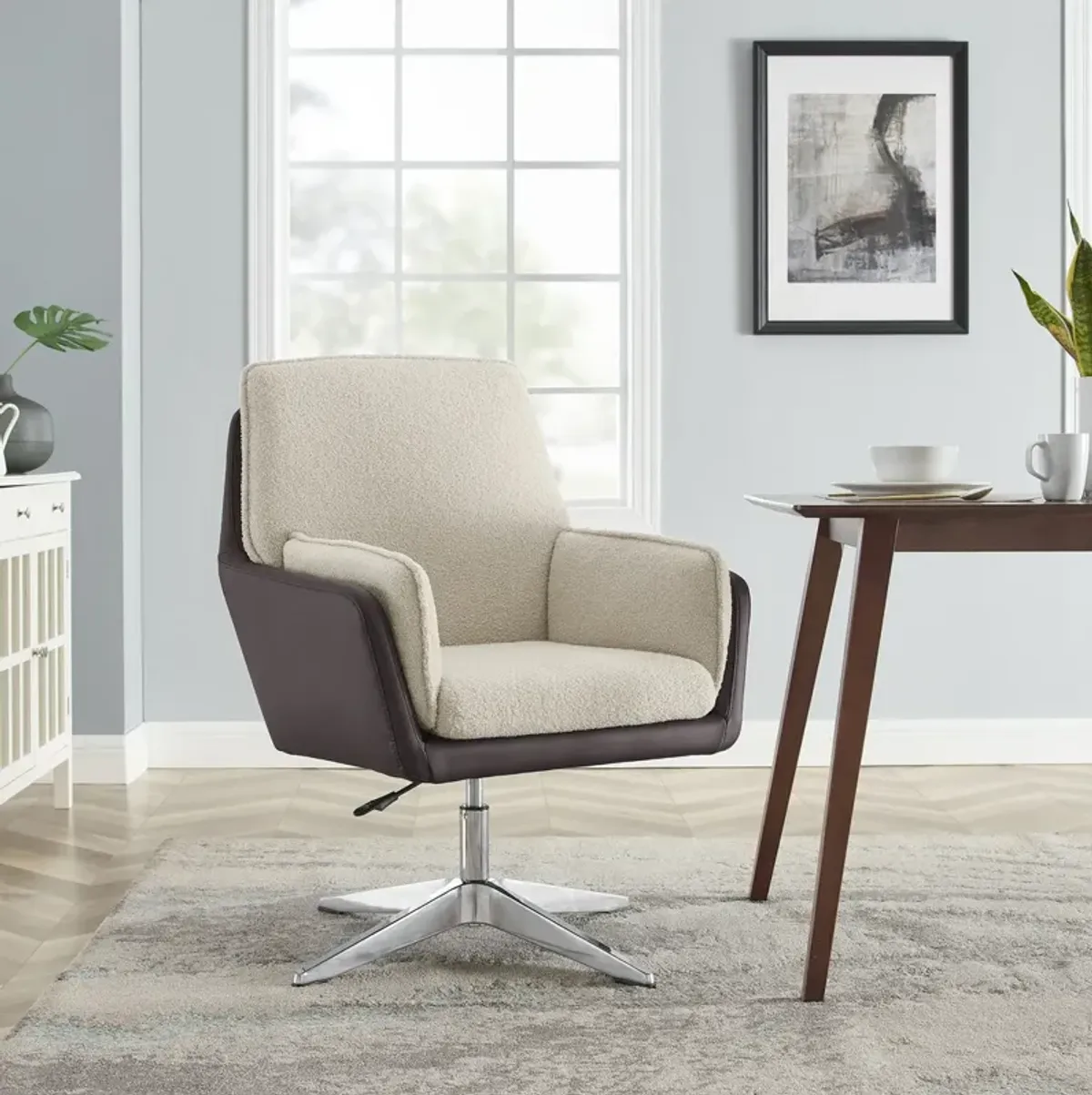 Linon Marion Swivel Chair Brown Natural