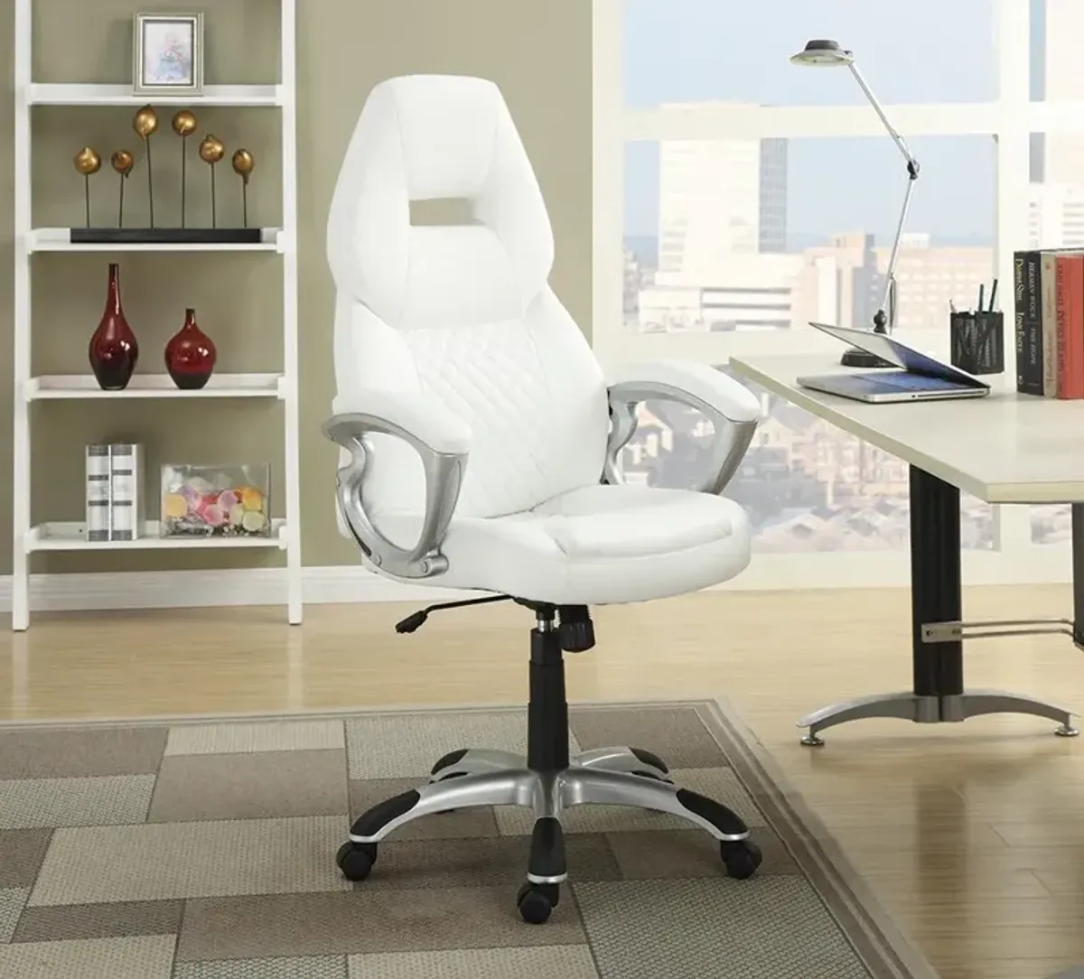 Coaster Bruce Upholstered Adjustable Home Office Desk Chair White