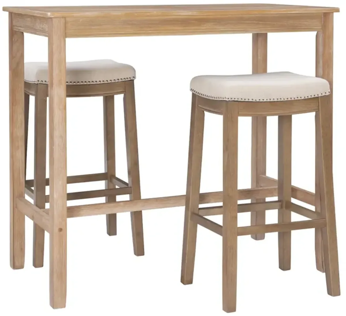 Linon Claridge 3-Piece Natural Bar Stools & Table Set