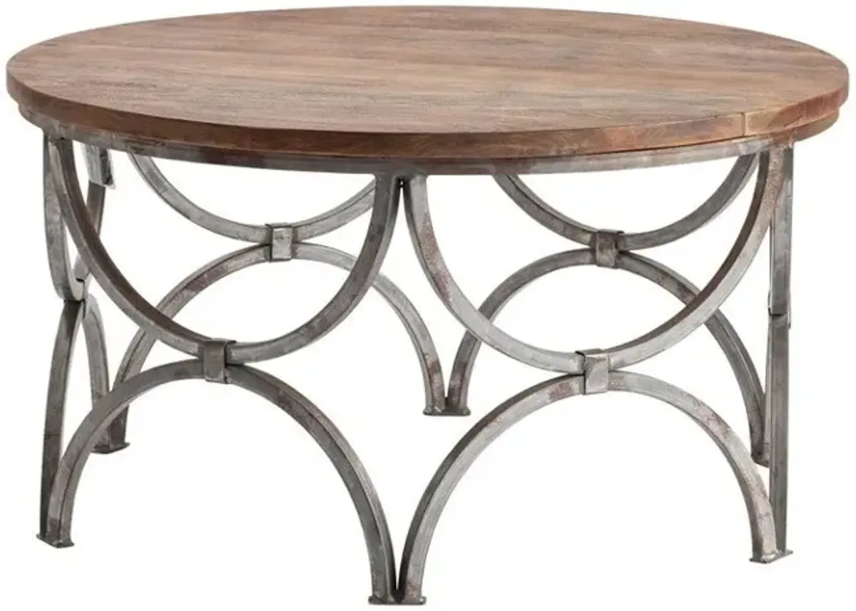 Crestview Bengal Manor Mango Wood & Steel Round Cocktail Table