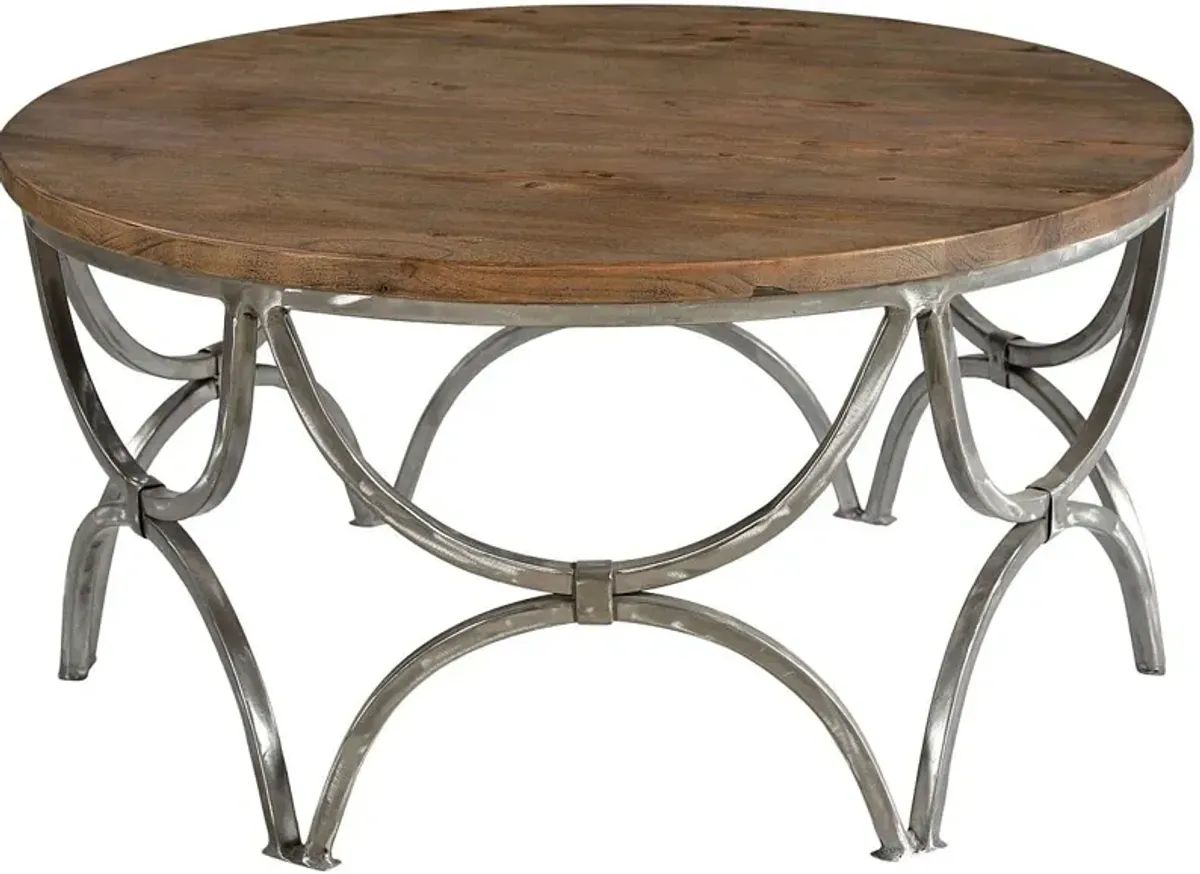 Crestview Bengal Manor Mango Wood & Steel Round Cocktail Table